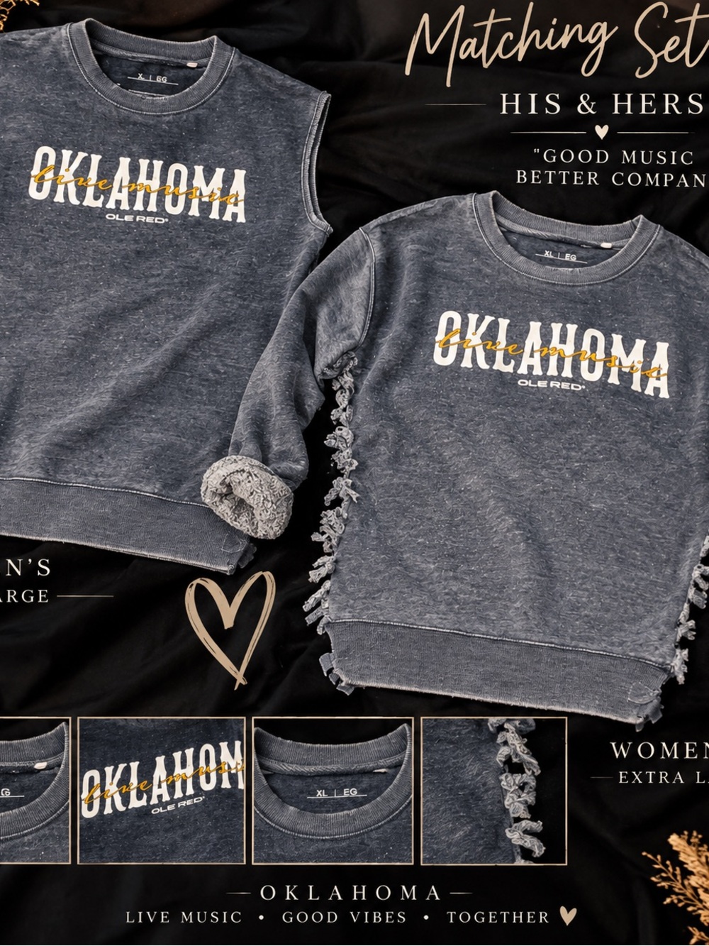 Oklahoma Crewneck Couples Sweatshirt Set MensL WomenXL